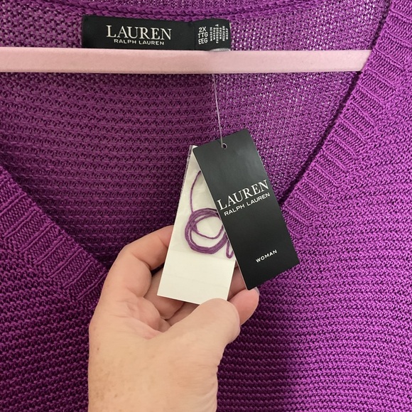 Ralph Lauren Women's V-Neck Purple Dawn Sweater - Picture 8 of 9